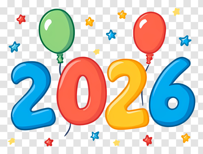 2026 With Balloons - 2026 Celebration Balloons Transparent PNG