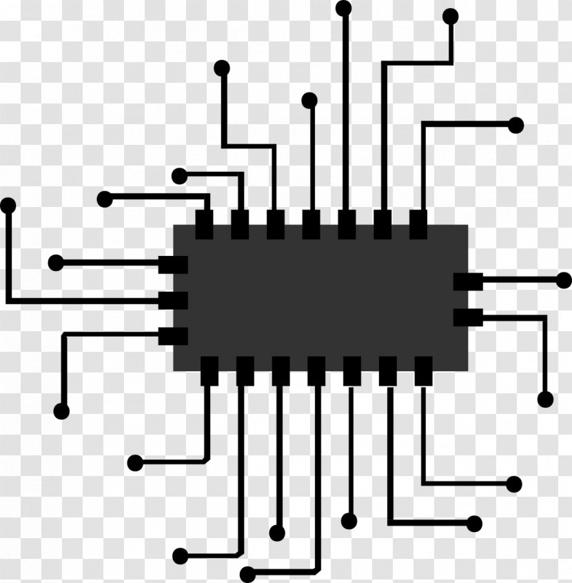 Integrated Circuit Central Processing Unit Icon - Watercolor - Black Chip Transparent PNG