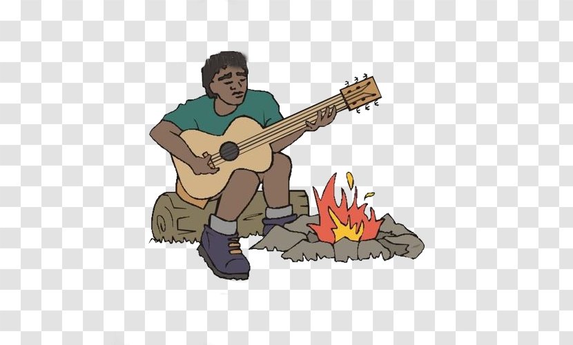 The Guitar Player Illustration - Plucked String Instruments - A Man Sitting By Fire Transparent PNG