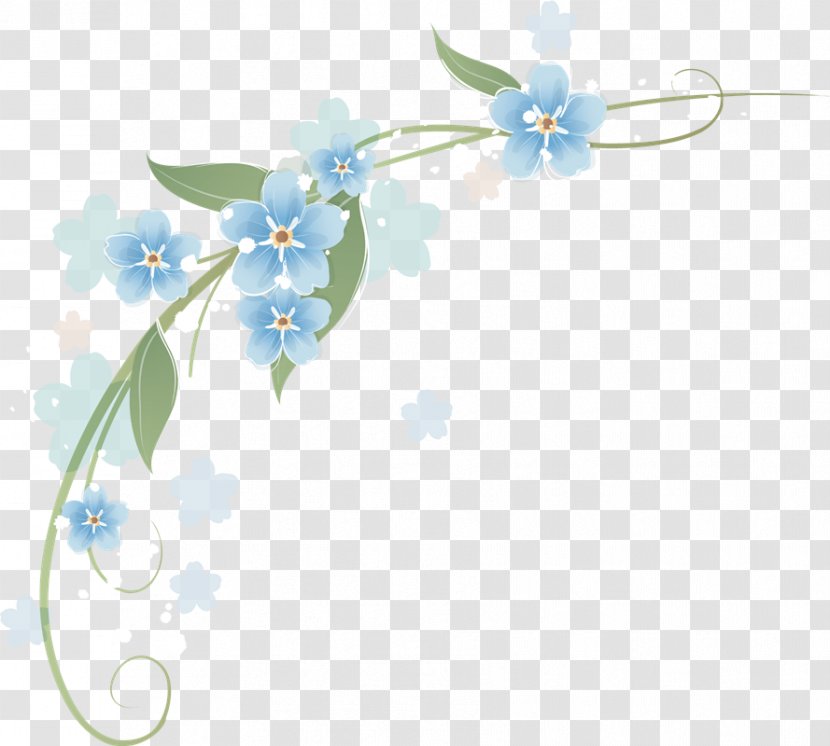 Clip Art Flower Borders And Frames Floral Design - Aqua - Spring Flowers Background Corner Transparent PNG