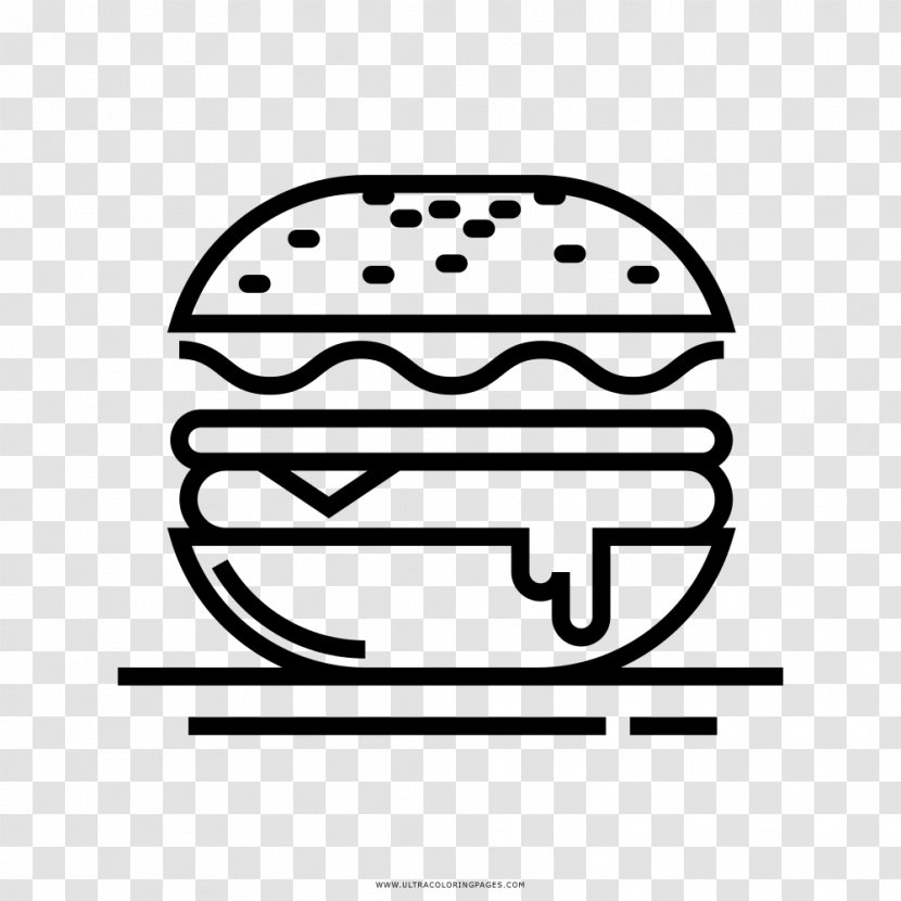 Hamburger Cheeseburger French Fries Drawing Black And White - Coloring Book - Hamburguesa Transparent PNG