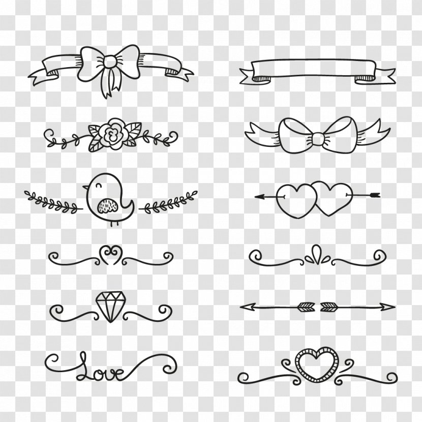 Drawing Doodle Image Art Lettering - Bowknot Ornament Transparent PNG