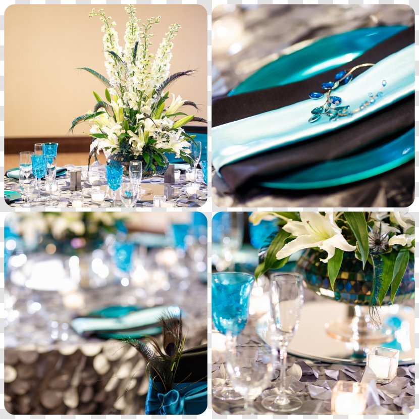 Floral Design Turquoise Centrepiece Table-glass - Teal Transparent PNG