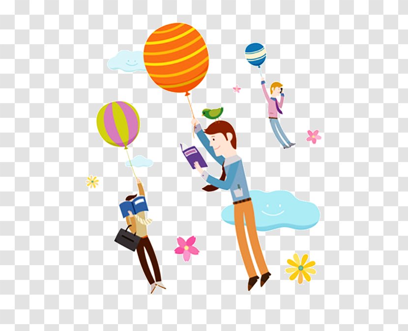 Balloon Royalty-free Illustration - Play - Holding Balloons Reading Transparent PNG