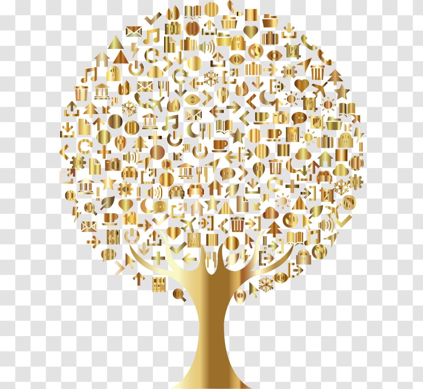 Tree Drawing Clip Art - Yellow - Gold Background Transparent PNG