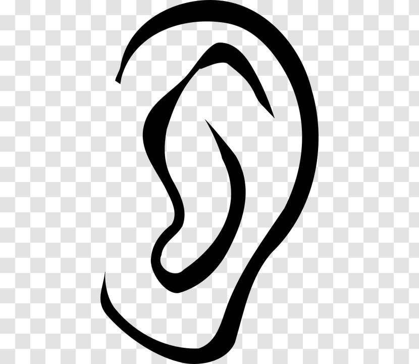Ear Black And White Cartoon Clip Art Transparent PNG