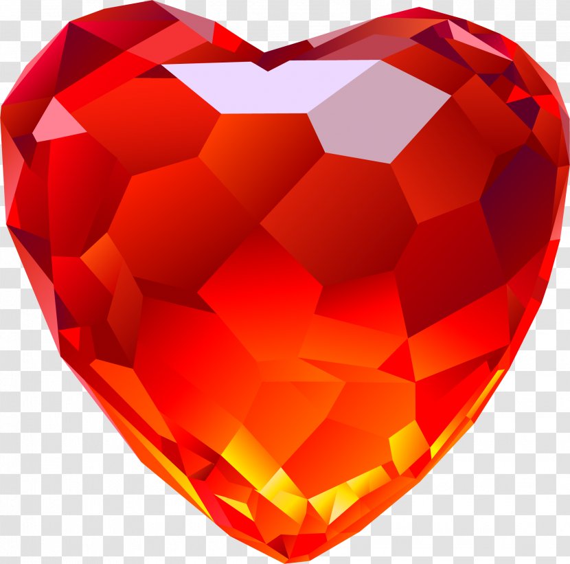 Red Diamonds Heart Clip Art - Diamond Color Transparent PNG
