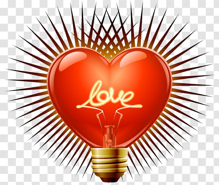 Incandescent Light Bulb Heart Lamp - Cartoon Transparent PNG