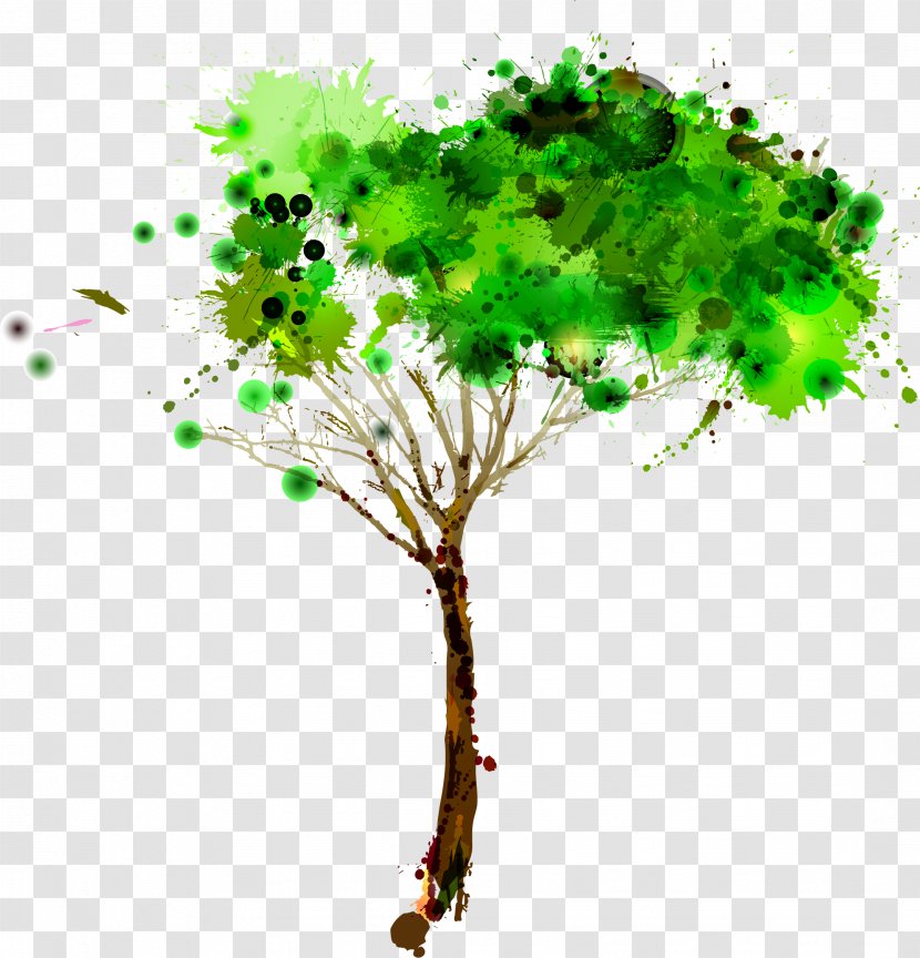 Vector Hand Painted Watercolor Tree - Plant - Leaf Transparent PNG
