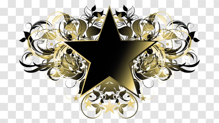 Ornament Collage Clip Art - Light Fixture - Gold Five-pointed Star Transparent PNG