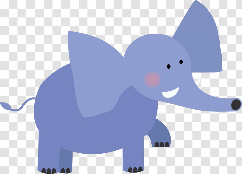 African Elephant Indian Illustration - Letter - Blue Vector Transparent PNG