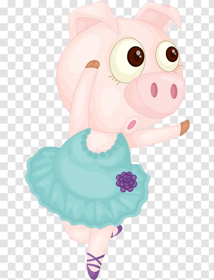 Domestic Pig Ballet Dance Illustration - Heart - Piggy Transparent PNG