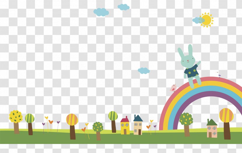 Rabbit Rainbow Illustration - Play - Bunny And Transparent PNG