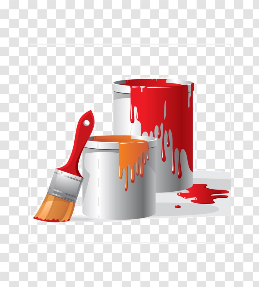 Bucket Paint Brush Clip Art - Cup - Textured Transparent PNG