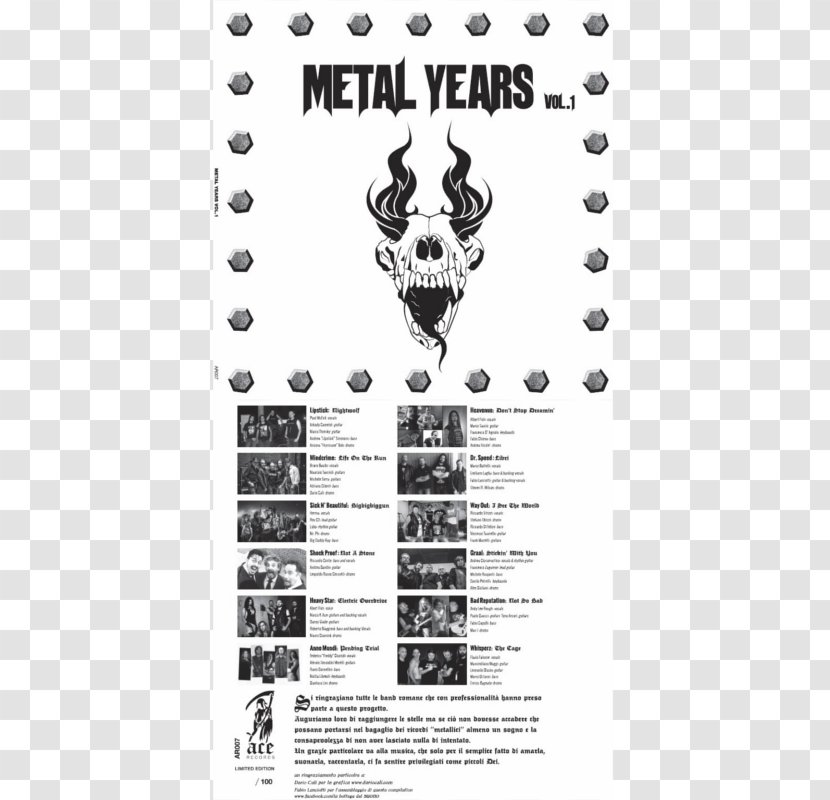 Ace Records Roma Heavy Metal Musical Ensemble Graphic Design Font - Sampler - Both Side Flyer Transparent PNG