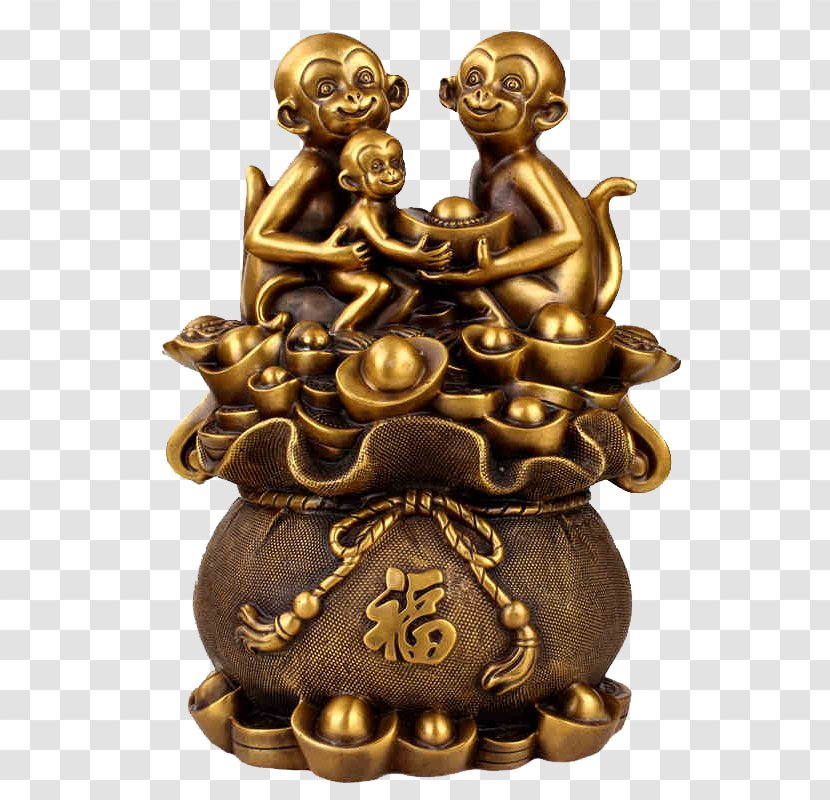 Monkey Statue Brass Copper - Jdcom - Fukubukuro Ornaments Transparent PNG