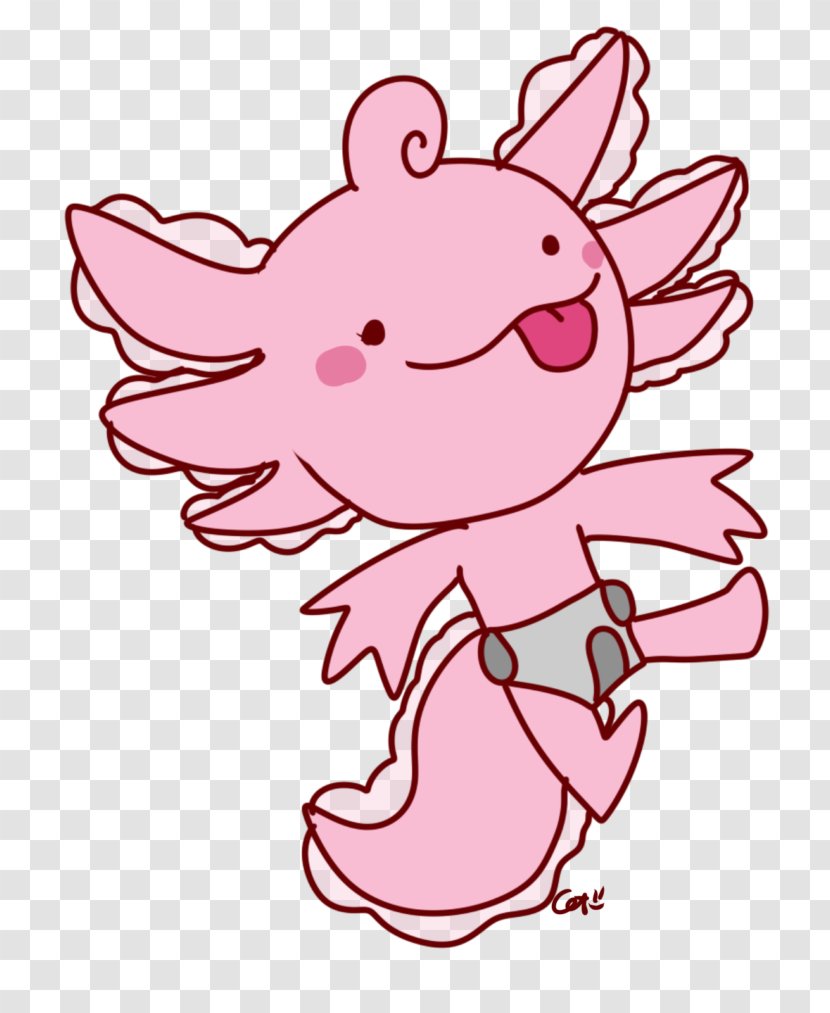 Axolotl Salamander Drawing Clip Art - Fictional Character Transparent PNG