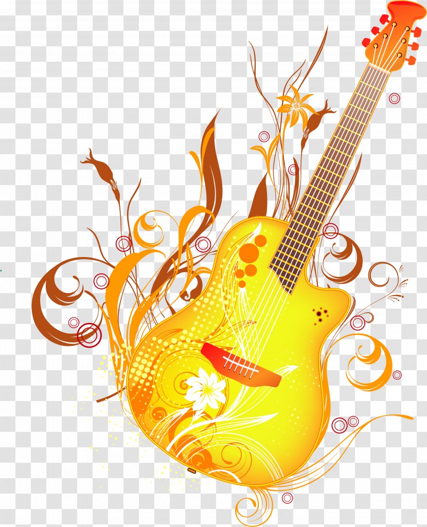 Guitar Graphic Design Illustration - Flower Transparent PNG