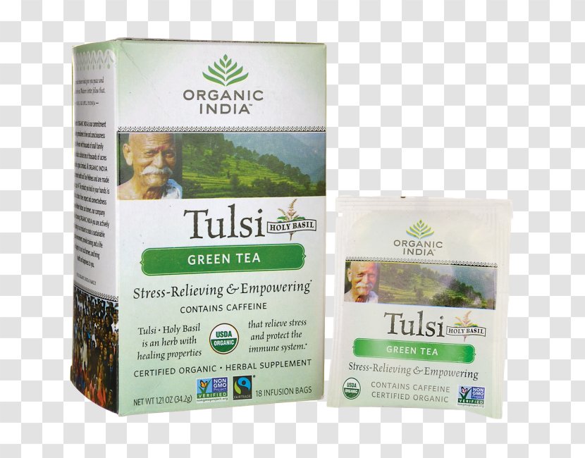 Green Tea Ginger Holy Basil Organic India Transparent PNG