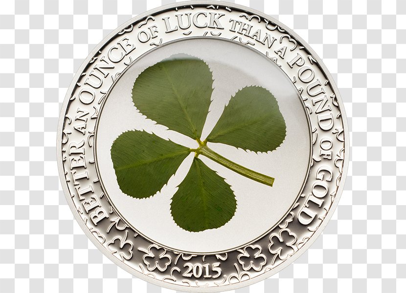 Four-leaf Clover Shamrock Luck Ounce Silver Coin - Metal Transparent PNG