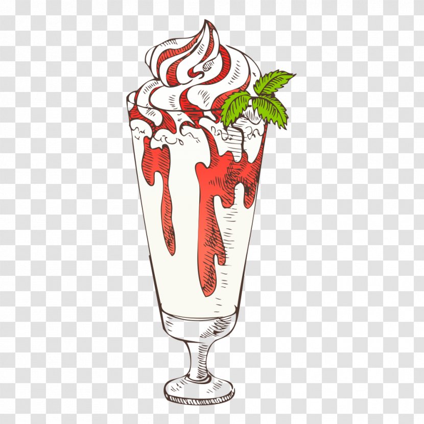 Ice Cream Milkshake Cocktail Illustration - Drinkware Transparent PNG