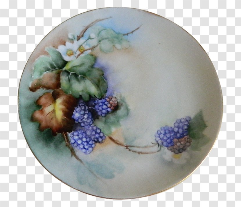 Plate Ceramic Blue And White Pottery Platter Cobalt - Green Hand Painted Leaf Floral Border Transparent PNG