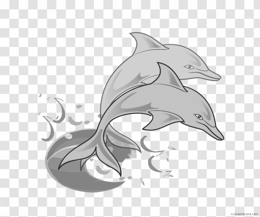 Dolphin Tucuxi Clip Art - Black And White Transparent PNG