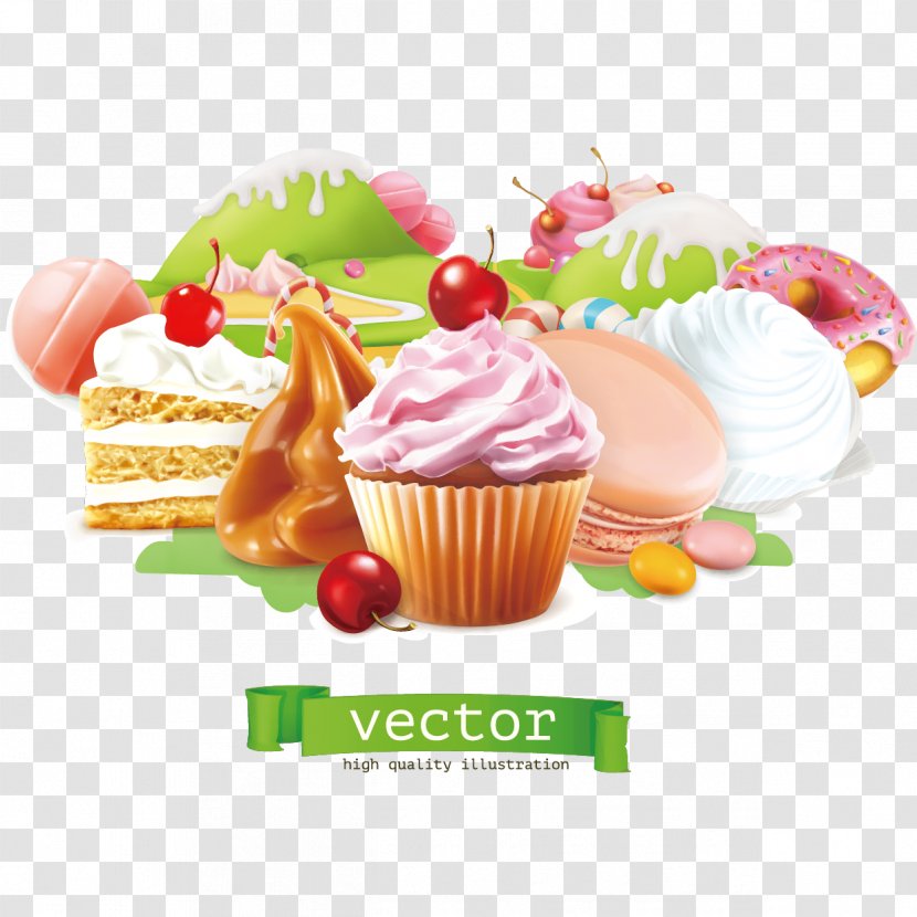 Cupcake Bakery Dessert - Confectionery - Vector Ice Cream Cake Transparent PNG