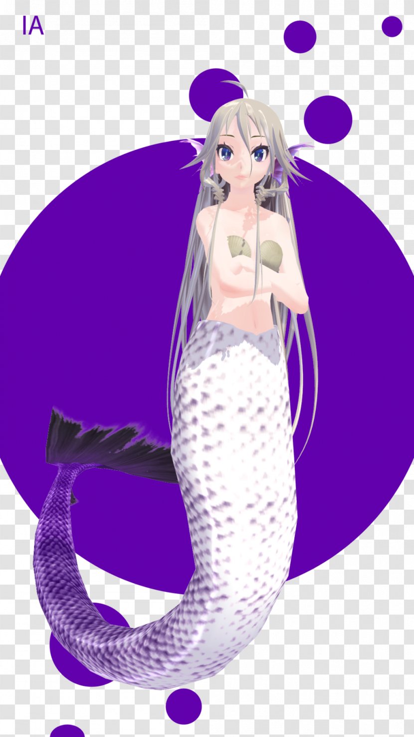 Mermaid MikuMikuDance Hatsune Miku IA Illustration - Lilac Transparent PNG