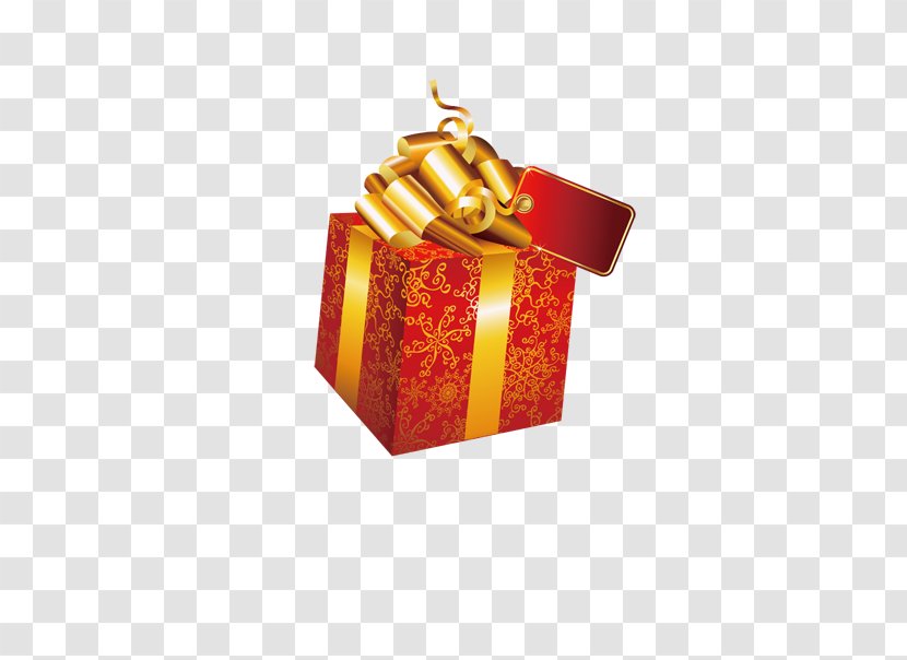 Download - Vecteur - Golden Red Gift Box Transparent PNG