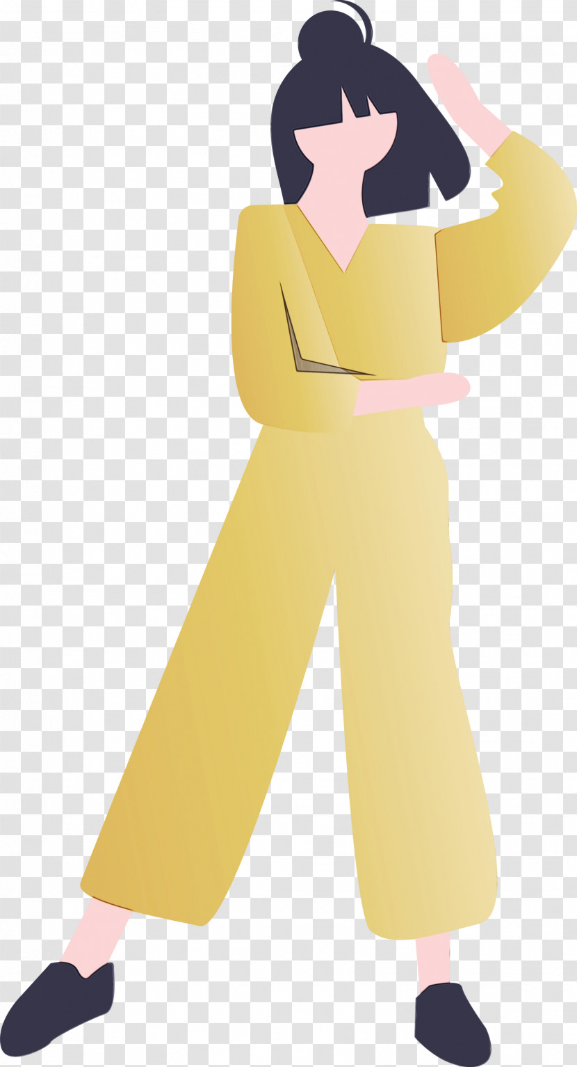 Yellow Standing Cartoon Costume Trousers Transparent PNG