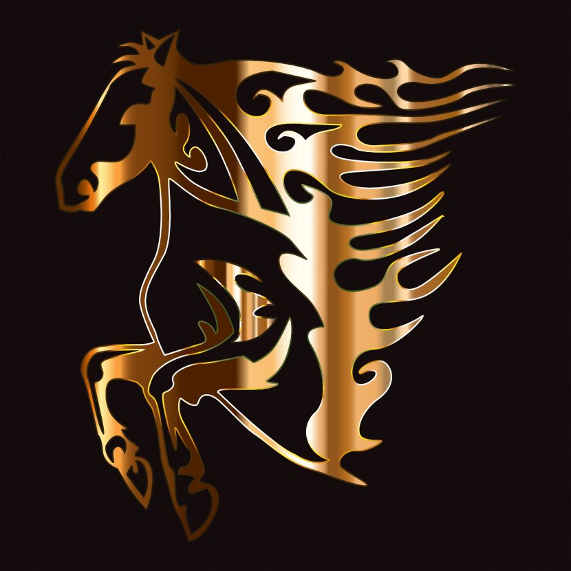 Horseshoe Clip Art - Head - Gold Horse Cliparts Transparent PNG