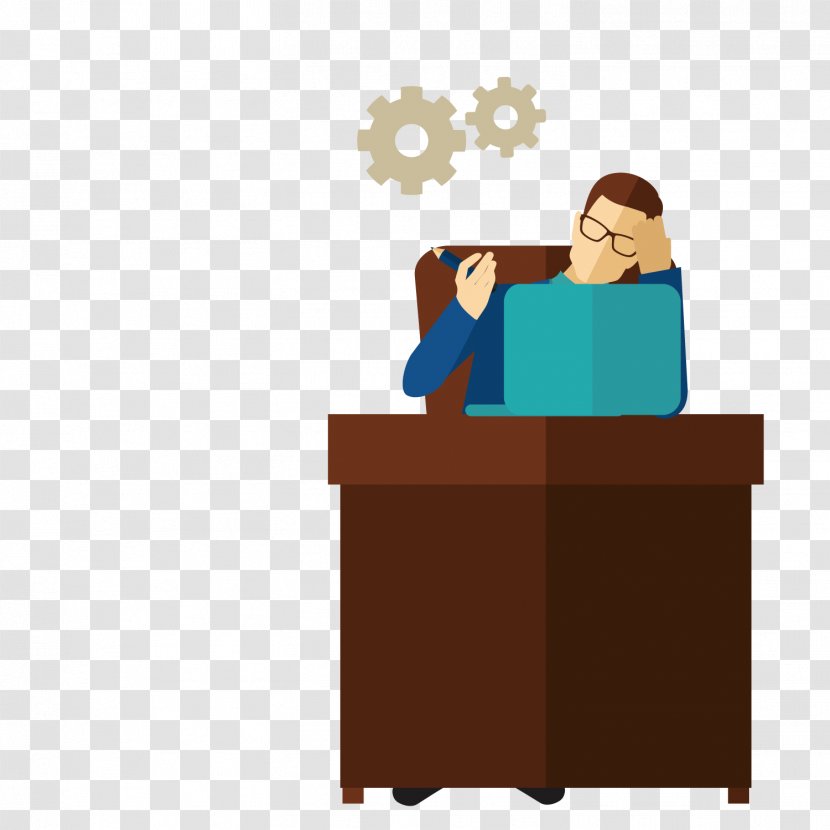 Cartoon National Judicial Exam Illustration - Table - Man Sitting In A Chair Watching Computer Transparent PNG