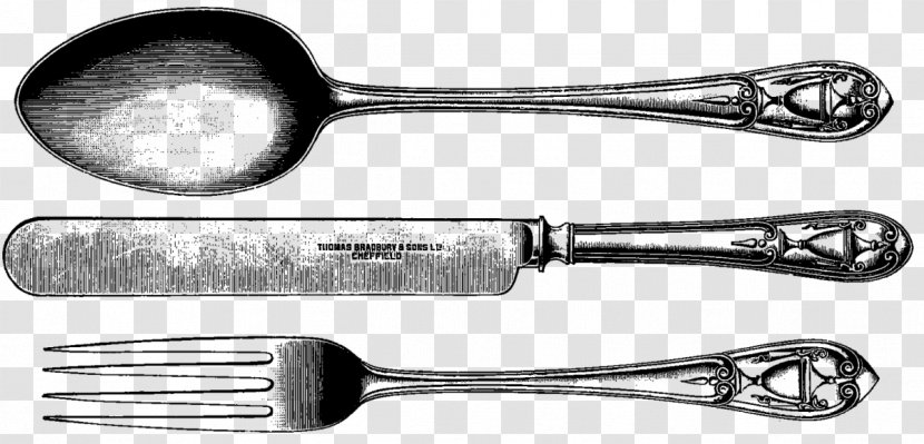 Knife Cutlery Spoon Fork Kitchen Utensil - Black And White Transparent PNG