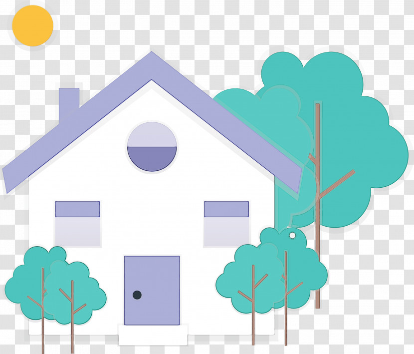 Turquoise Line House Transparent PNG