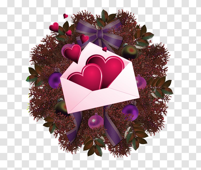 Rudolph Christmas Ornament Wreath Flower Bouquet - Valentine's Day Love Letter Transparent PNG
