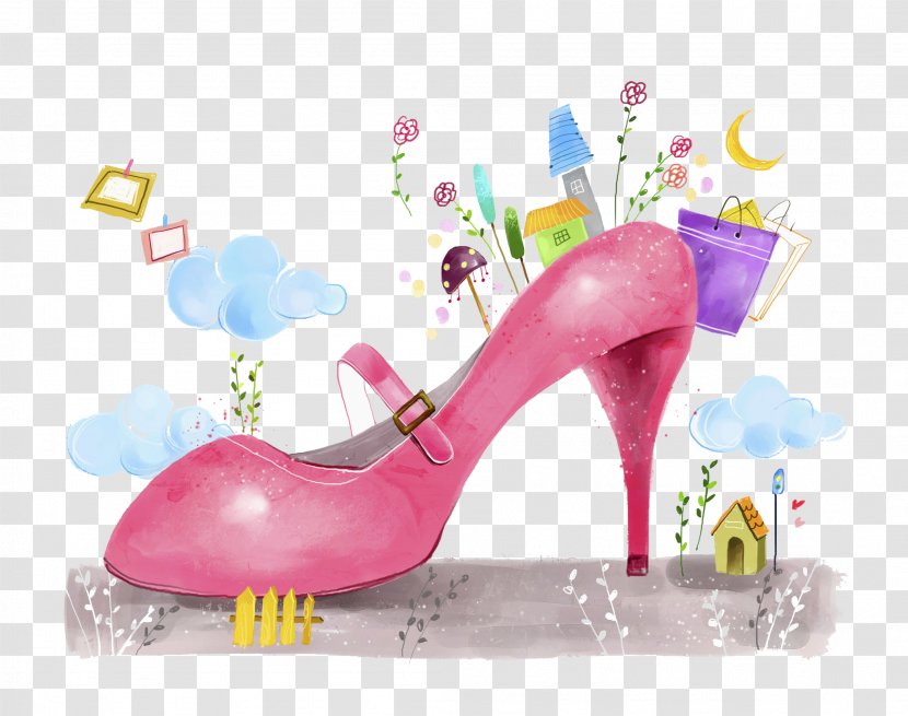 High-heeled Footwear Pink Stock Photography Shoe - Cartoon High Heels Transparent PNG