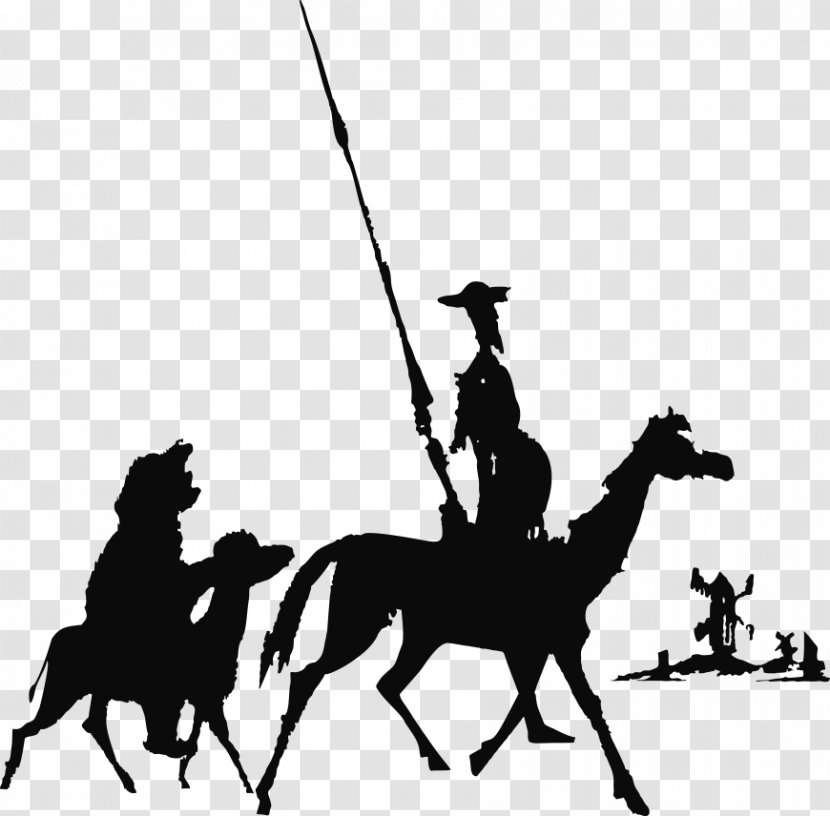 Don Quixote Sancho Panza Illustration Stock Photography Alonso Quijano - Silhouette - Balck Flyer Transparent PNG