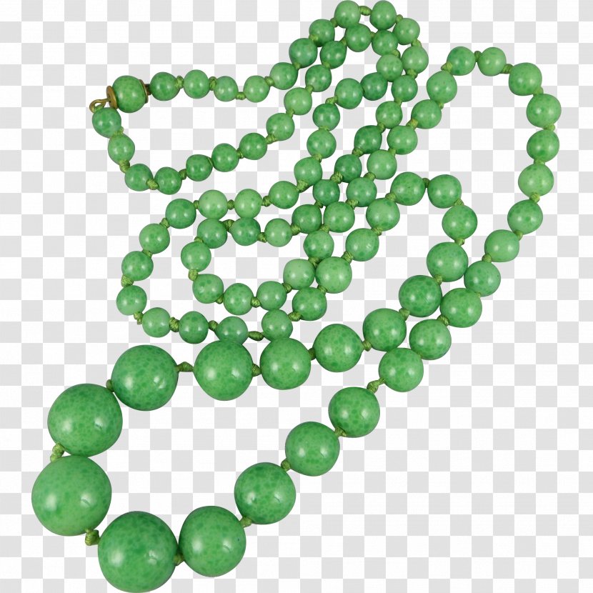Emerald Green Jade Bead Necklace Transparent PNG