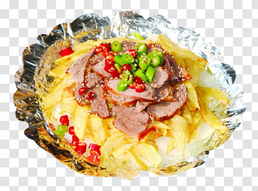 Thai Cuisine Teppanyaki Shuizhu Vegetarian Junk Food - Meal - Iron Plate Beef Potato Chips Transparent PNG