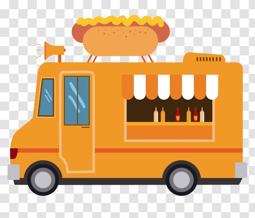 Fast Food Hamburger Pizza Truck - Hand-drawn Cartoon Hot Dog Diner Transparent PNG