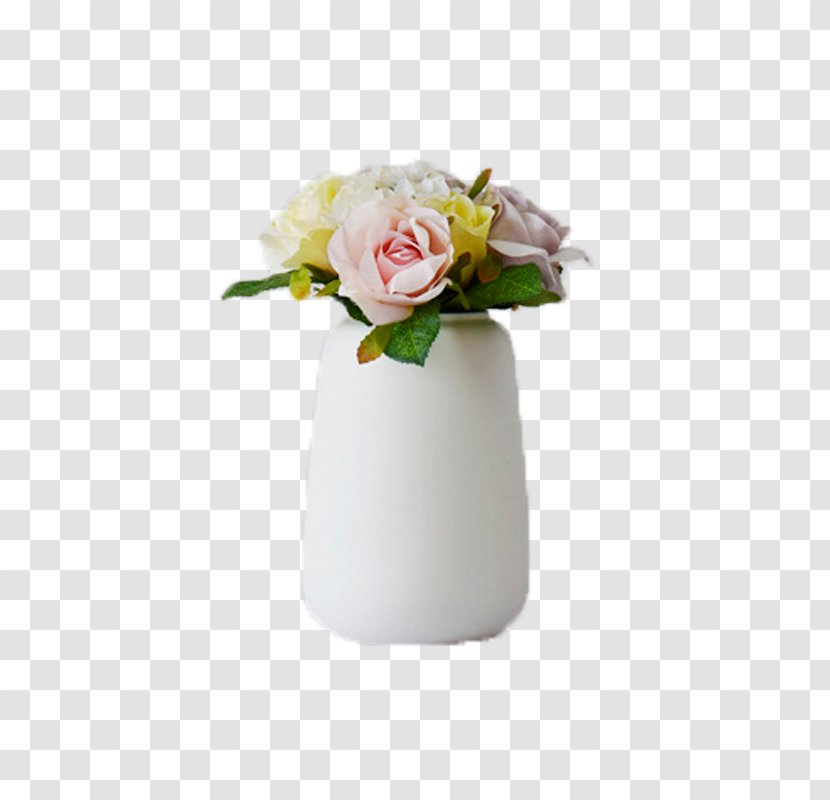 Vase Floral Design Rose Ceramic Living Room - Flower Bouquet - White Transparent PNG