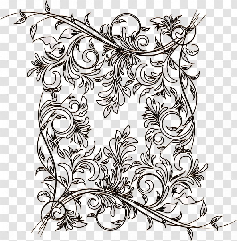 Floral Design Drawing Monochrome White Line Art Transparent PNG