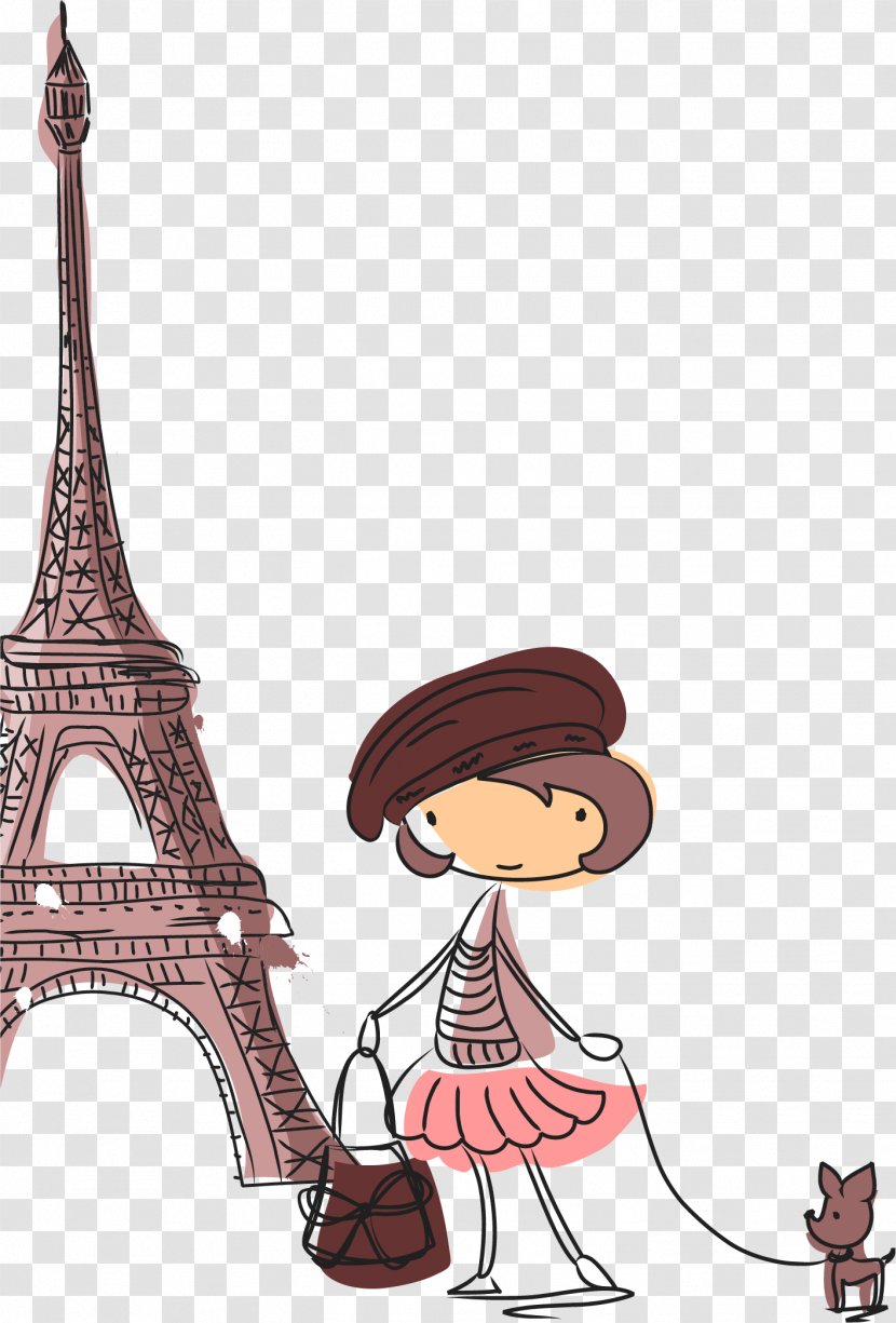 Eiffel Tower Drawing Cartoon Illustration - Character Transparent PNG
