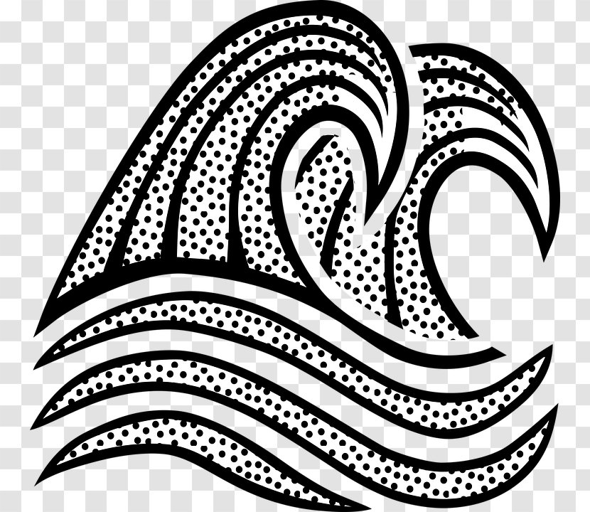 Black And White Vector Graphics Line Art Drawing - Wave Transparent PNG