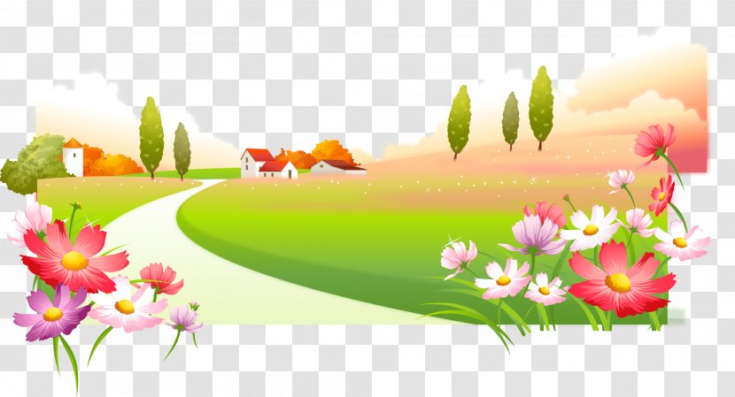 Xc7ocuklar Sizin Ixe7in Poster Child Euclidean Vector - Person - Spring Flowers And Grass Season Background Material Transparent PNG