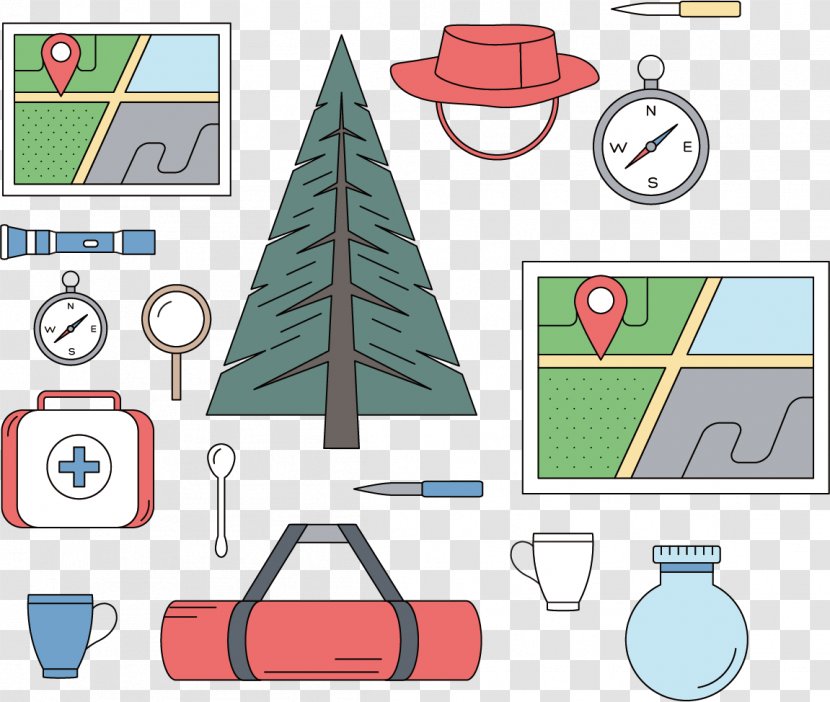Flat Design Illustration - Map Posters Material Supplies First Aid Kit Transparent PNG