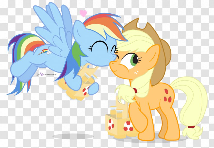Pony Applejack Rainbow Dash Horse Kiss - Organism - Friends Giving Transparent PNG