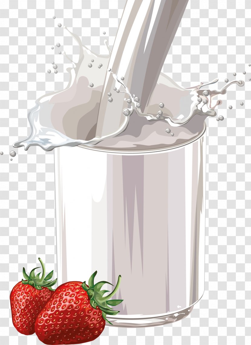 Milk Bottle Strawberry Cream - Fruit - Plash Transparent PNG
