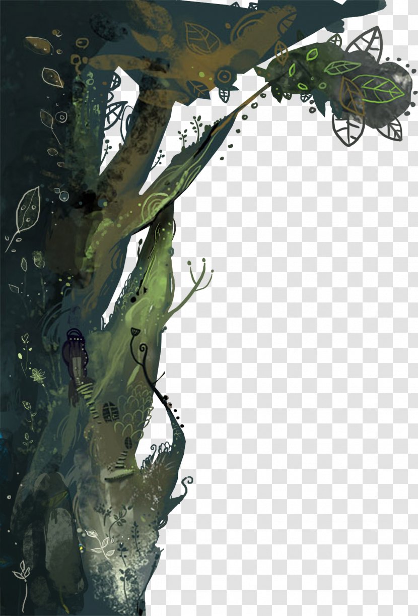 Landscape Painting Nature Drawing - Branch - Black Mysterious Forest Creative Transparent PNG